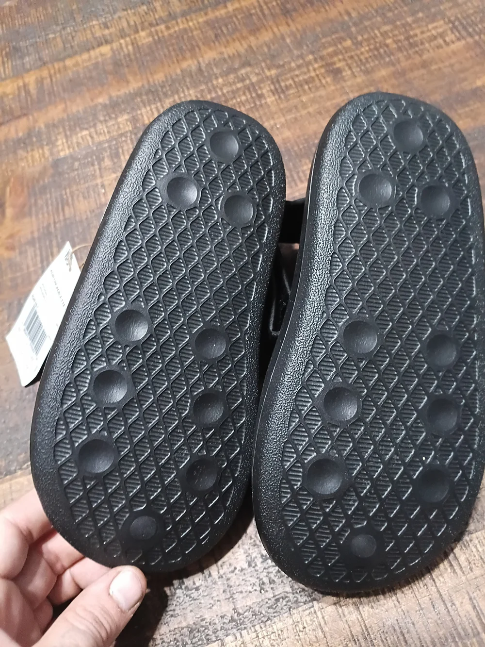 adidas Kids Black Slide Sandals with Trefoil Logo